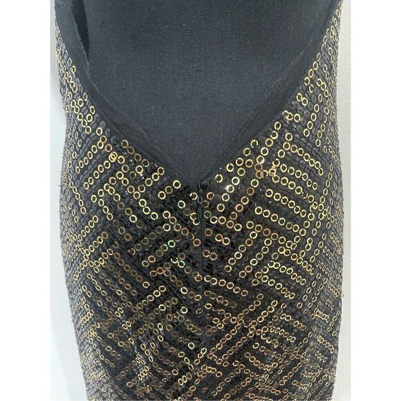 Marc Bouwer Black & Gold Sequined Dress Size 10 - Picture 8 of 12